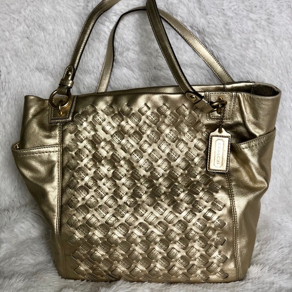 gold coach tote
